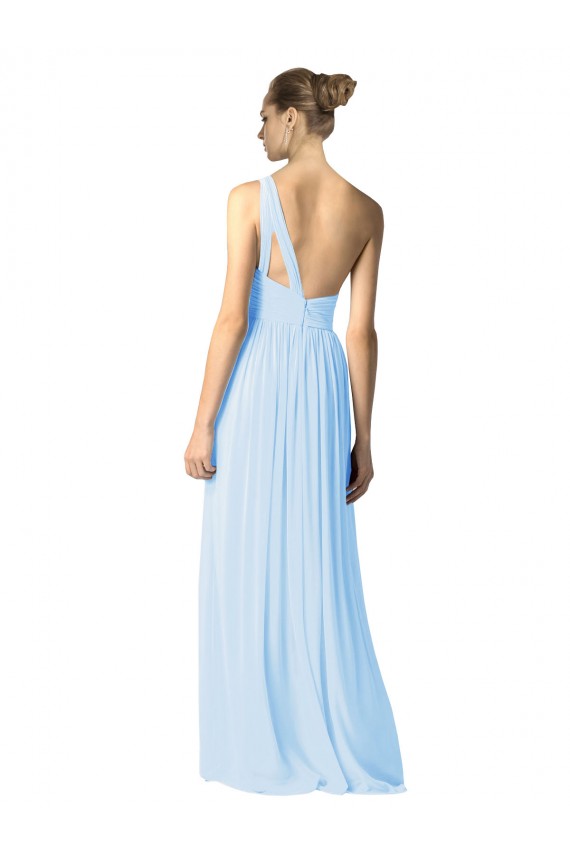 Soft Chiffon A-Line Long Sleeveless Light Sky Blue Bridesmaid Dress Barrie