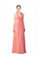Soft Chiffon A-Line Long Sleeveless Watermelon Bridesmaid Gowns Barrie