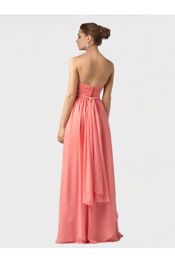 Soft Chiffon A-Line Long Sleeveless Watermelon Bridesmaid Gowns Barrie