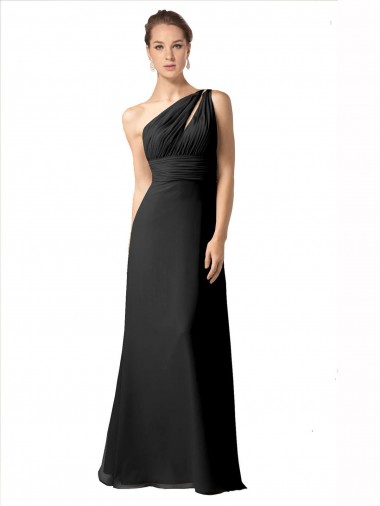Soft Chiffon A-Line Long Sleeveless One Shoulder Bridesmaid Dresses Barrie