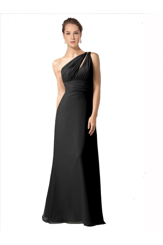 Soft Chiffon A-Line Long Sleeveless One Shoulder Bridesmaid Dresses Barrie