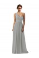 Soft Chiffon A-Line Long Sleeveless Silver Bridesmaid Gowns Barrie