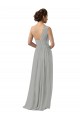 Soft Chiffon A-Line Long Sleeveless Silver Bridesmaid Gowns Barrie