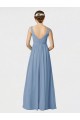 Soft Chiffon A-Line Long Sleeveless Dusty Blue Bridesmaid Gown Barrie