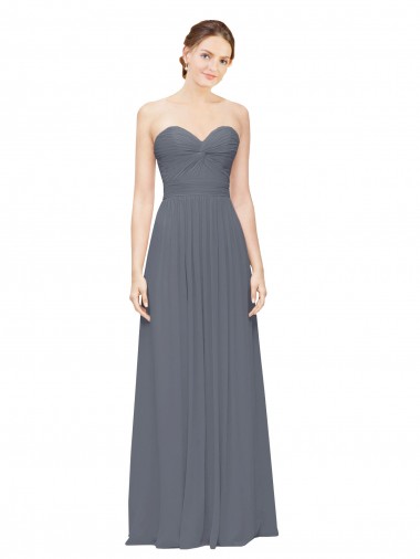 Soft Chiffon A-Line Long Sleeveless Slate Grey Bridesmaid Gowns Barrie