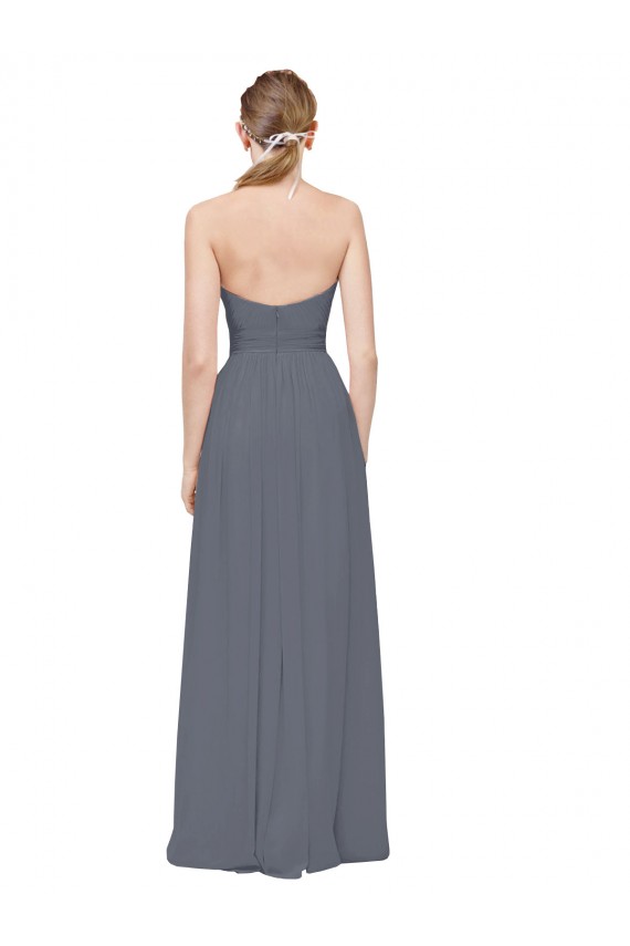 Soft Chiffon A-Line Long Sleeveless Slate Grey Bridesmaid Gowns Barrie