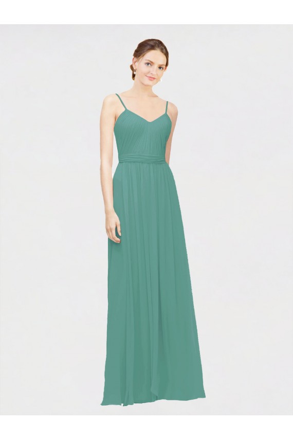 Chiffon A-Line Long Sleeveless Icelandic Silver Bridesmaid Dress / Evening Dress Barrie