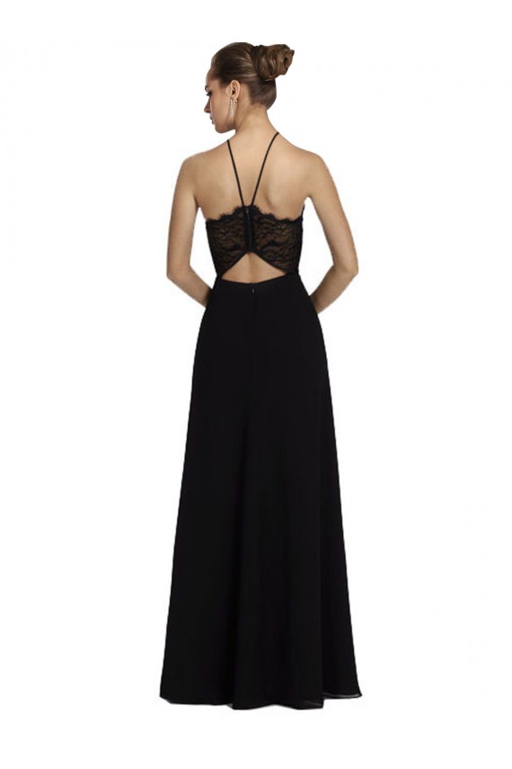 Soft Chiffon & Lace A-Line Long Sleeveless Open Back Bridesmaid Gown Barrie