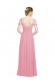 Soft Chiffon A-Line Long Sleeveless Skin Pink Bridesmaid Gowns Barrie
