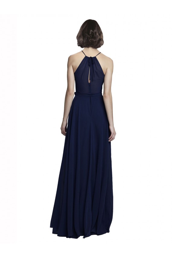 Chiffon A-Line Long Sleeveless Dark Navy Bridesmaid Dress / Evening Gowns Barrie