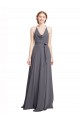 Soft Chiffon A-Line Long Sleeveless Slate Grey Bridesmaid Dress Barrie