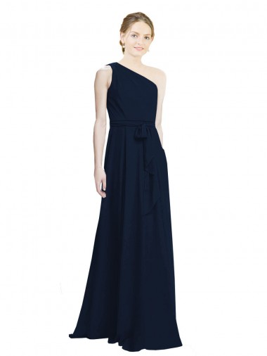 Chiffon A-Line Long Sleeveless Dark Navy Bridesmaid Dress / Evening Dress Barrie