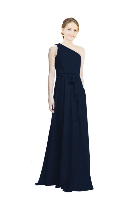 Chiffon A-Line Long Sleeveless Dark Navy Bridesmaid Dress / Evening Dress Barrie