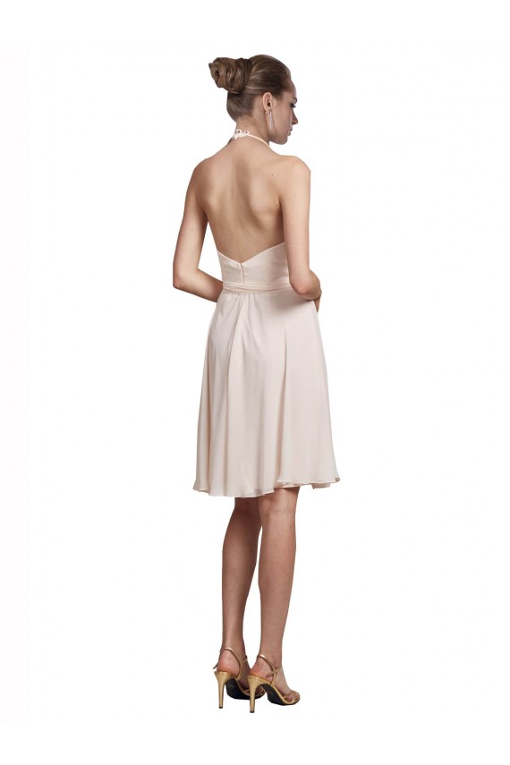 Soft Chiffon A-Line Knee Length Sleeveless Bridesmaid Evening Dress Barrie