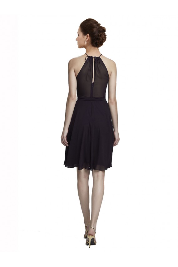 Soft Chiffon A-Line Knee Length Sleeveless Grape Bridesmaid Dress Barrie