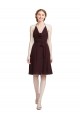 Soft Chiffon A-Line Knee Length Sleeveless Burgundy Gold Cocktail Dresses Barrie