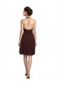 Soft Chiffon A-Line Knee Length Sleeveless Burgundy Gold Cocktail Dresses Barrie