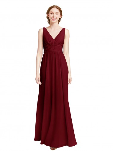 Chiffon Long A-Line Sleeveless Bridesmaid Dress / Evening Gowns Barrie