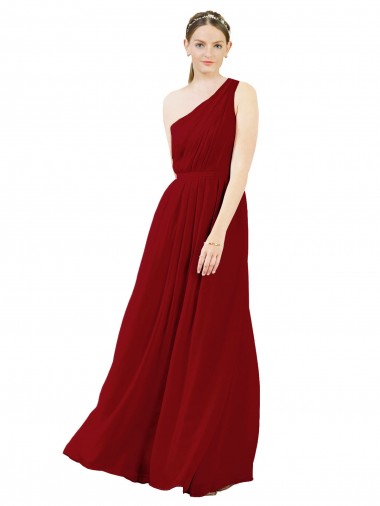 Chiffon A-Line Long Sleeveless Burgundy Bridesmaid Dresses Barrie