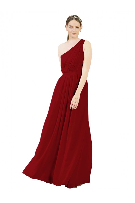 Chiffon A-Line Long Sleeveless Burgundy Bridesmaid Dresses Barrie