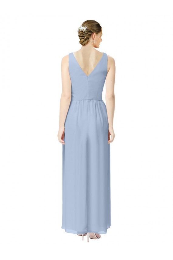 Soft Chiffon A-Line Long Sleeveless Periwinkle Bridesmaid Gowns Barrie