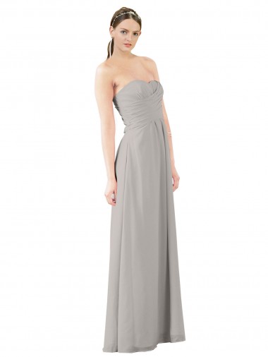 Soft Chiffon A-Line Long Sleeveless Oyster Silver Bridesmaid Dress Barrie