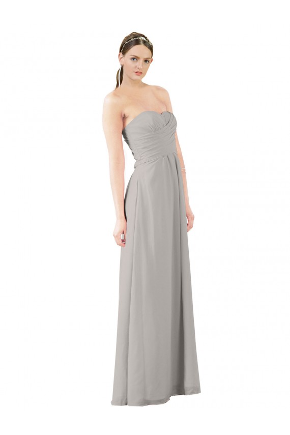 Soft Chiffon A-Line Long Sleeveless Oyster Silver Bridesmaid Dress Barrie