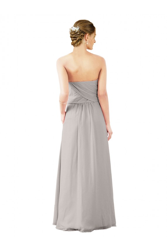 Soft Chiffon A-Line Long Sleeveless Oyster Silver Bridesmaid Dress Barrie