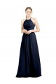 Soft Chiffon A-Line Long Sleeveless Dark Navy Open Back Evening Gowns / Bridesmaid Dress Barrie