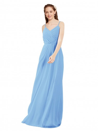 Soft Chiffon Sheath Long Sleeveless Low Back Bridesmaid Dress Barrie