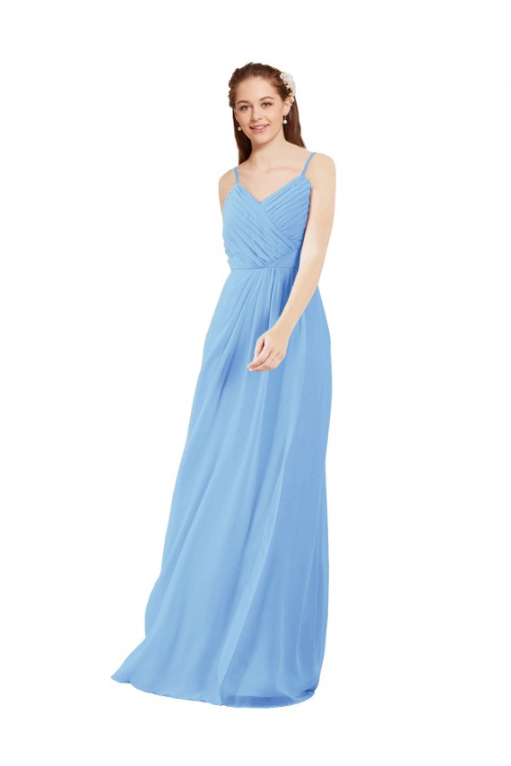 Soft Chiffon Sheath Long Sleeveless Low Back Bridesmaid Dress Barrie