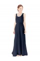 Soft Chiffon A-Line Long Sleeveless Dark Navy Open Back Bridesmaid Dress Barrie