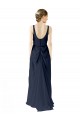 Soft Chiffon A-Line Long Sleeveless Dark Navy Open Back Bridesmaid Dress Barrie