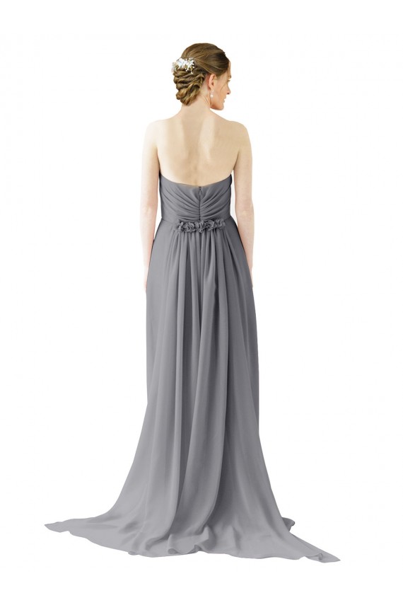 Chiffon A-Line Long Sleeveless Slate Grey Open Back Bridesmaid Dress / Evening Dress Barrie