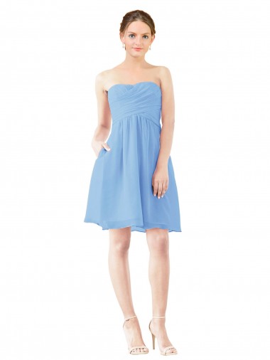 Soft Chiffon A-Line Knee Length Sleeveless Open Back Bridesmaid Dress Barrie
