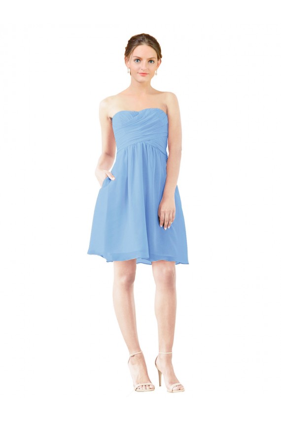 Soft Chiffon A-Line Knee Length Sleeveless Open Back Bridesmaid Dress Barrie