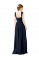 Soft Chiffon A-Line Long Dusty Blue Open Back Bridesmaid Dress Barrie