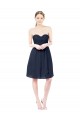 Soft Chiffon A-Line Knee Length Sleeveless Open Back Dark Navy Cocktail Dresses Barrie