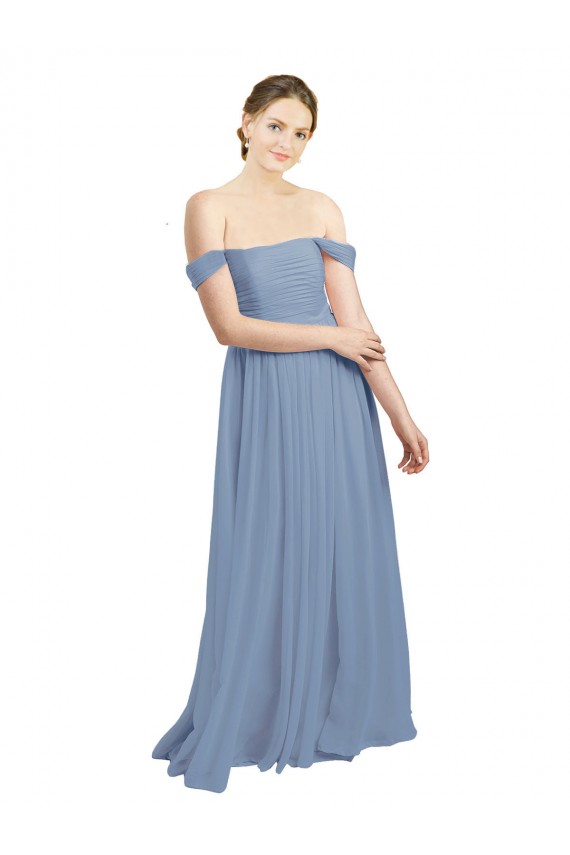 Soft Chiffon A-Line Sleeveless Dusty Blue Formal Dress / Bridesmaid Dress Barrie