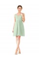 Soft Chiffon A-Line Knee Length Sleeveless Sage Bridesmaid Dress Barrie