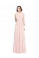 Soft Chiffon A-Line Long Sleeveless Pink Keyhole Back Bridesmaid Dress Barrie