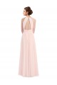 Soft Chiffon A-Line Long Sleeveless Pink Keyhole Back Bridesmaid Dress Barrie