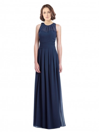 Chiffon A-Line Long Floor Length Sleeveless Keyhole Back Bridesmaid Dress Barrie
