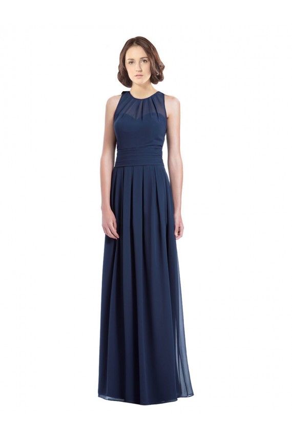 Chiffon A-Line Long Floor Length Sleeveless Keyhole Back Bridesmaid Dress Barrie