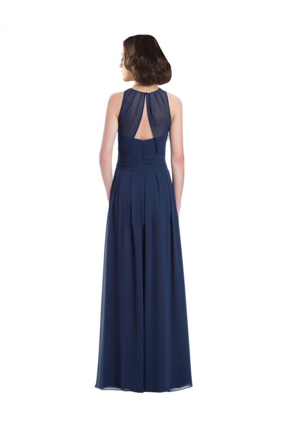 Chiffon A-Line Long Floor Length Sleeveless Keyhole Back Bridesmaid Dress Barrie