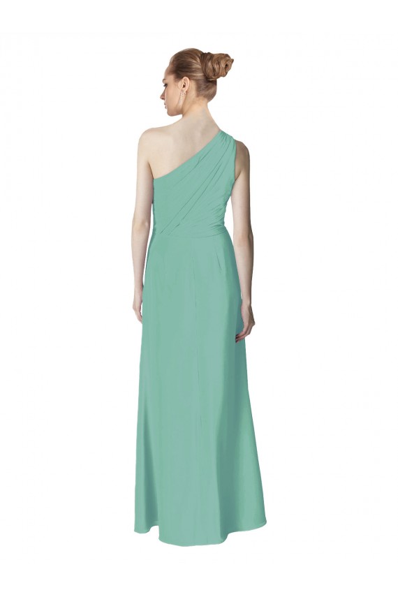 Soft Chiffon A-Line Long Sleeveless Jade Bridesmaid Dress Barrie
