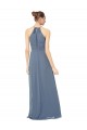 Soft Chiffon A-Line Long Sleeveless Midnight Green Bridesmaid Gowns Barrie
