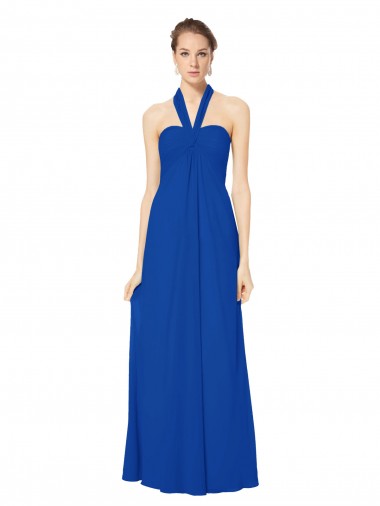 Chiffon A-Line Long Floor Length Sleeveless Open Back Bridesmaid Dress Barrie