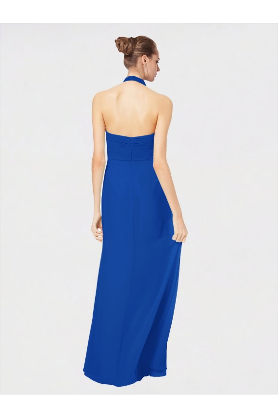 Chiffon A-Line Long Floor Length Sleeveless Open Back Bridesmaid Dress Barrie