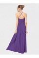 Soft Chiffon Long Sleeveless Criss Cross Back Bridesmaid Dress Barrie